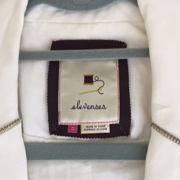 Anthro Elevenses White Bolero w/ Gold Zip Rosettes - Picture 4 of 7